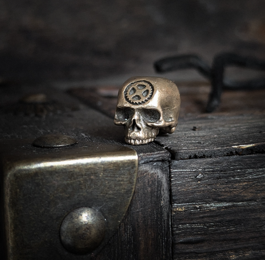 Tempus Fugit Skull Bead
