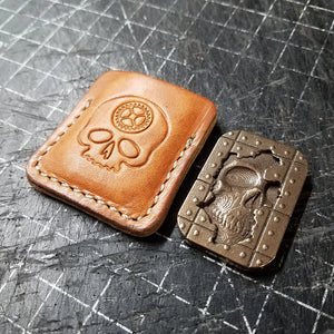 Tan Leather Skull Worry Stone Sleeve