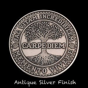 Carpe Diem Coin - Antique Silver (back)