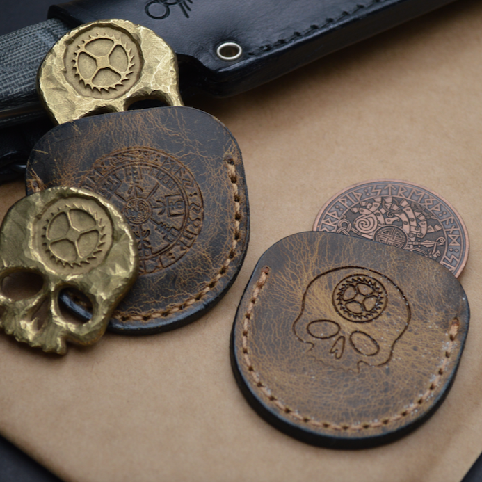 Leather Sleeves for Coins & Tempus Fugit Worry Stones