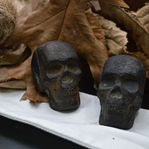 Vintage Cast Iron Skull Curio