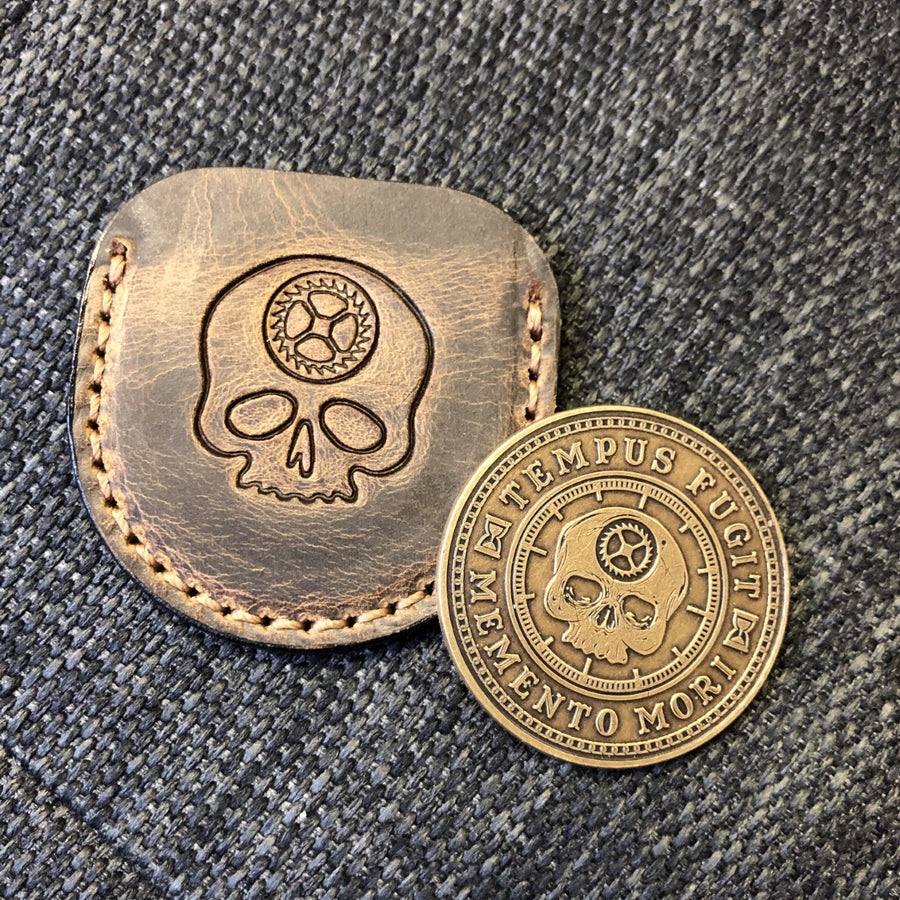 Leather Sleeves for Coins & Tempus Fugit Worry Stones